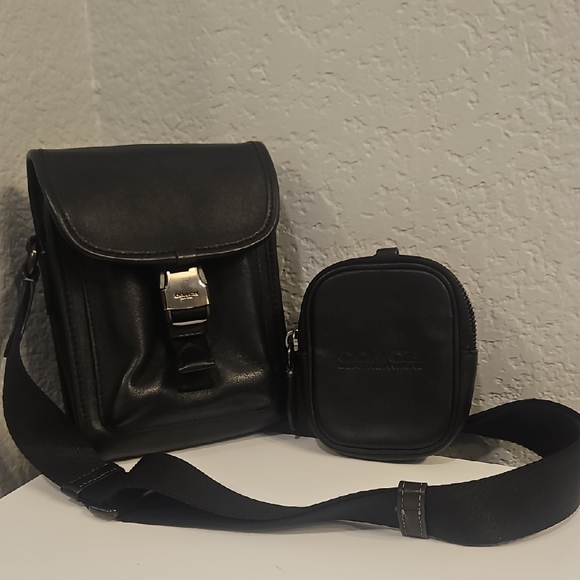 Coach Black Leather Messenger Bag Set
